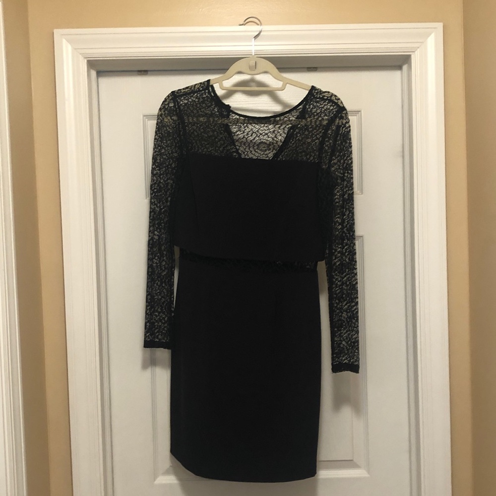 Aiden Black/ Sheer Lace Cocktail Dress